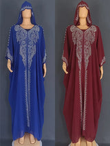 Muslimische Kleider für Frauen – Kapuzenabaya 2-teiliges Set – Diamant-Jalabija-Partykleid