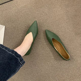 Damen-Ballerinas aus echtem Leder mit spitzer Zehenpartie – Bequeme Slipper mit flachem Ausschnitt