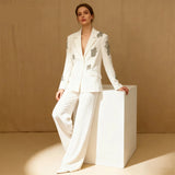2pcs Crystal Formal Suit Set for Women – Slim Fit Rhinestone Tuxedo – Luxury Business Dinner Suit