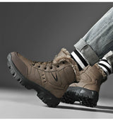 Herren Winterstiefel: Braun & Schwarz Wasserdichte Schneestiefel, Warmes Plüschfutter Rutschfeste Outdoor-Wanderschuhe