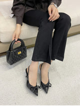 Sommer Damen Sandalen mit hohen Absätzen – Modische flache Schuhe mit Schmetterlingsknoten, Elegante Hochzeitspartyschuhe mit Absätzen