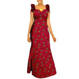 Afrikanisches langes Maxikleid für Damen |Kurzarm-Kleid aus Ankara-Stoff