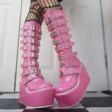 Women’s Gothic High Wedge Platform Mid-Calf Boots