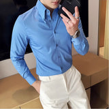 Herren Luxus Hemd mit großem Kragen – Hochwertiges, einfarbiges Slim Fit Hemd