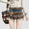 Harajuku Leopard Print Cake Skirt for Women | Y2K Low-Rise Ruffle Mini Skirt with Plush Keychain