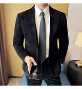 Herren Cordanzug im italienischen Stil (Sakko + Hose) – Hochwertiges zweiteiliges Slim-Fit-Set