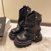 Designer Vintage Damen Stiefeletten – Fashion Slip-On Knight Booties