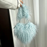 The Cupid’s Cloud: Premium Faux Mongolian Fur Heart Bag – Luxury Shaggy Heart-Shaped Shoulder Purse
