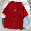 Schere-Stein-Papier Lustiges Katze Grafik-T-Shirt Weiches Casual Streetwear T-Shirt für Damen