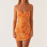 Women’s Sexy Sequin Beaded Cami Mini Dress
