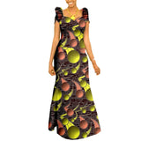 Afrikanisches langes Maxikleid für Damen |Kurzarm-Kleid aus Ankara-Stoff