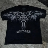 Herren Y2K Gothic Affliction T-Shirt – Baumwoll-T-Shirt mit dunklem Flügelprint