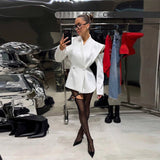 Deconstructed Women’s Modern Waist-Cinched Button Blazer | Full-Sleeve Asymmetrical Tailored Jacket
