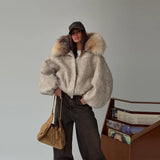 Women's Vintage Plush Hooded Coat – Short Wool Blend Party Jacket