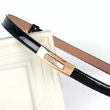 The "Perfect Fit" Skinny Belt: Adjustable Leather Waistband for Women – Elegant Gold Buckle Strap