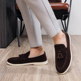 Men's Suede Leather Tassel Loafers – Classic British Style Moccasins