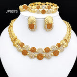Latest Italian Gold Color Jewelry Set for Women – Luxury African Big Statement Necklace & Earrings