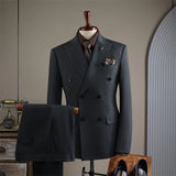 Hochwertiger 3-teiliger Herrenanzug – Slim Fit Zweireiher Formelles Business-Set