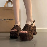 Sommer-Sandalen mit Leopardenmuster für Damen – Plateau-Keilabsatz im Punk-Stil, offene Spitze, hohe Absätze