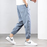 Men’s Summer Thin Cotton Cargo Pants – Stretch Ankle Length Casual Trousers