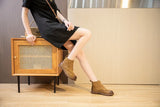 Women’s Genuine Leather Ankle Boots – Retro British Style Suede Booties