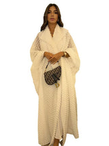 Weißes Muslimisches Damenkleid – Offener Abaya-Cardigan – Marokko Dubai Saudi-Arabien Robe