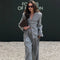 V-Neck Blazer & Wide-Leg Pants Set | Women’s Single-Breasted Pocket Jacket & Trousers