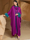 Atemberaubende violette 2-teilige Abaya mit fließendem Cardigan und passendem inneren Maxi