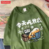 Lustiges Comic-Katzen-Baumwoll-T-Shirt | Humorvolles Cartoon-Grafik-T-Shirt für Damen
