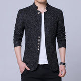 Der Seoul Heritage Blazer: Karierter Herrenanzug im koreanischen Stil – Winterliche, mit Fleece gefütterte, verdickte Jacke