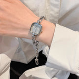 Damenmode Quadratische Kettchenuhr – Minimalistische kleine Quarzuhr