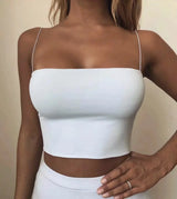 Damen Sexy Baumwoll Crop Top Elastisches Slim Fit Trägertop Ärmelloses Sommertop