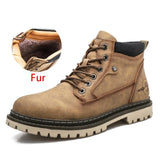 The Heritage Craftsman: Men's Retro Warm Work Boots – Vintage Style Fur-Plus Winter Boots