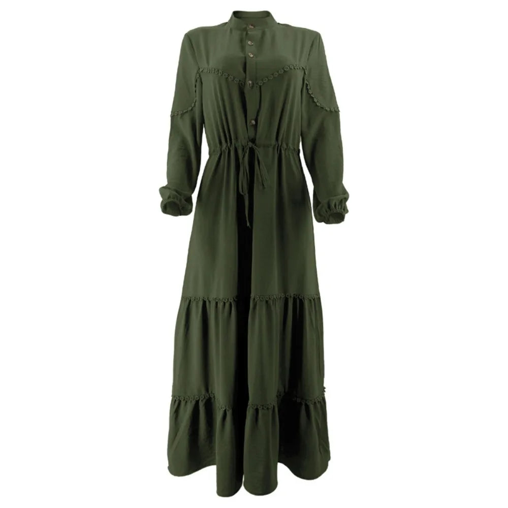 Premium Green Heritage Dress | Sophisticated Loose-Silhouette Abaya