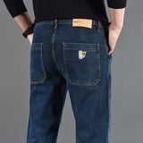 Koreanische Slim Fit Jeans | Bequeme gerade Jeans aus Denim für Herren in Grau