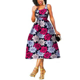 African Batik Summer Dress for Women | Sleeveless Knee-Length Party Dress