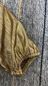 Damen goldenes, langärmeliges, plissiertes V-Ausschnitt-Kleid – Elegantes Kleid für Hochzeit, Abschlussball und festliche Anlässe