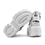 Women’s Punk New Rock Gothic White Platform Ankle Boots