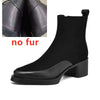 Women’s Genuine Leather Ankle Boots – Pointed Toe Chunky High Heel Boots