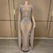 Luxury Sparkling Champagne Evening Gown – Large Crystal Transparent Long Train Dress