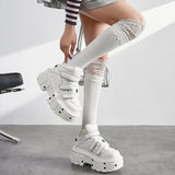 Women’s Punk New Rock Gothic White Platform Ankle Boots