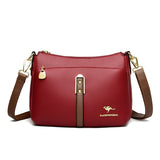 Designer-Schultertasche aus weichem Premium-Leder mit drei Fächern