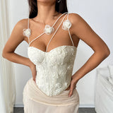 The "St. Tropez" 3D Floral Jacquard Corset | French Hot Girl Vacation Tank