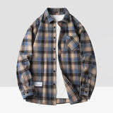 Men’s Plaid Flannel Oversized Business Male Dress Shirt– Spring Autumn Long Sleeve Casual Shirt