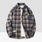 Men’s Plaid Flannel Oversized Business Male Dress Shirt– Spring Autumn Long Sleeve Casual Shirt