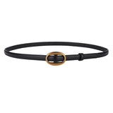 The "Metropolitan" Thin Belt: Soft Genuine Leather Waistband – Available in Gold & Silver Buckles