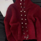 Damen Verdickter Stehkragen Pullovermantel – Herbst Winter Faulenzer-Stil Strickjacke