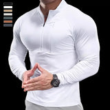Herren schnelltrocknendes Langarm-Trainings-T-Shirt | Fitnessstudio-Lauf-Top