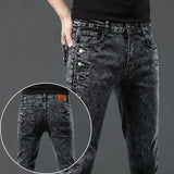 Vintage Snowflake Wash Jeans | Designer Koreanische Slim-Jeans für Herren