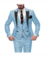 Herren 3-teiliger Slim Fit Anzug – Gentleman Hochzeits-Smoking, Reverskragen Bräutigam Terno Set